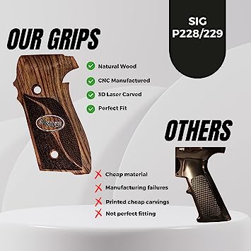 Sig Sauer P228 - P229 and M11-A1 Silver Metal Grips(P229 (DA/SA) (Doesn`t fit P229 Legion SAO))