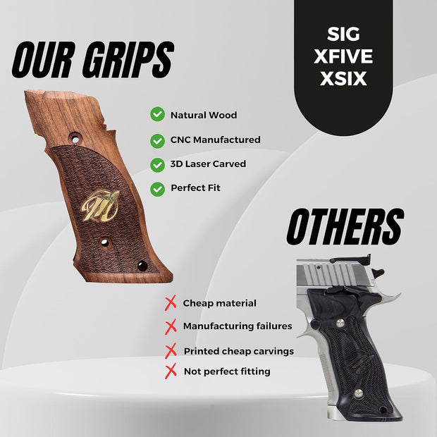 Sig Sauer X5, X6, X FIVE, X SIX Target Gold Metal Grips
