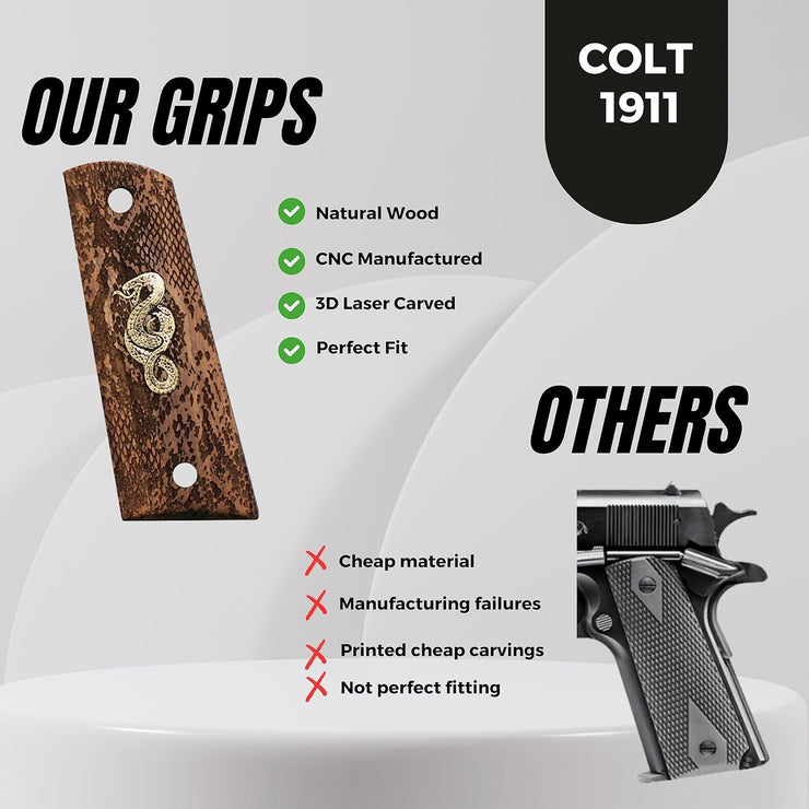 Colt,Kimber,Regent,Taurus,Springfield,Ruger,Girsan,Smith Wesson 1911 Gold Metal Grips
