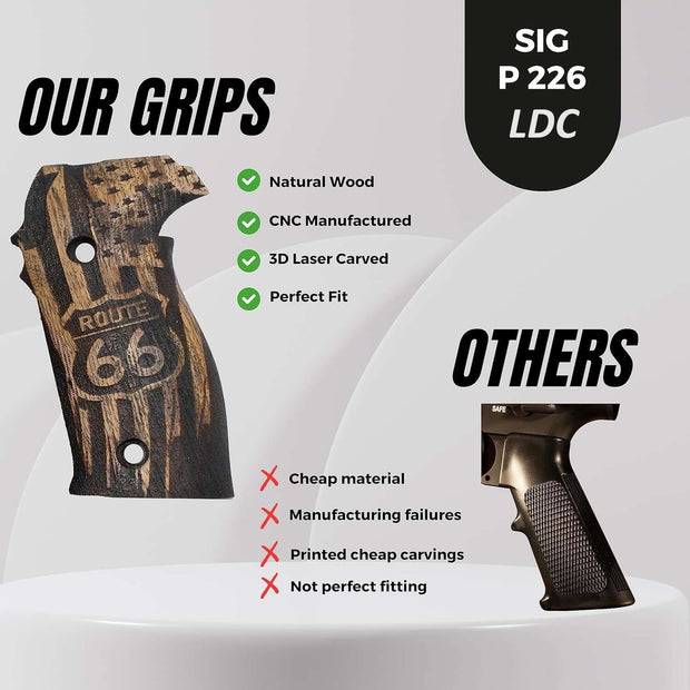 Sig Sauer P226 LDC II and LDC 2 Walnut Wood Grips