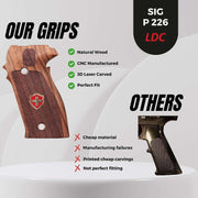 Sig Sauer P226 LDC II and LDC 2 Walnut Wood Grips Gold Metal Logo