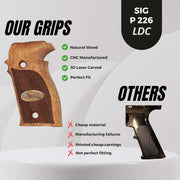 Sig Sauer P226 LDC II and LDC 2 Walnut Wood Grips Gold Metal Logo