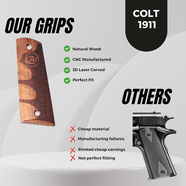 Colt 1911 Wood Grips 1911 Walnut Wood Gungrip Handcrafted