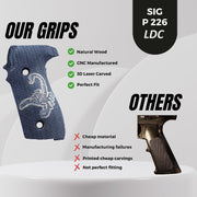 Sig Sauer P226 LDC II and LDC 2 Walnut Wood Grips Scorpion Laser Gravür