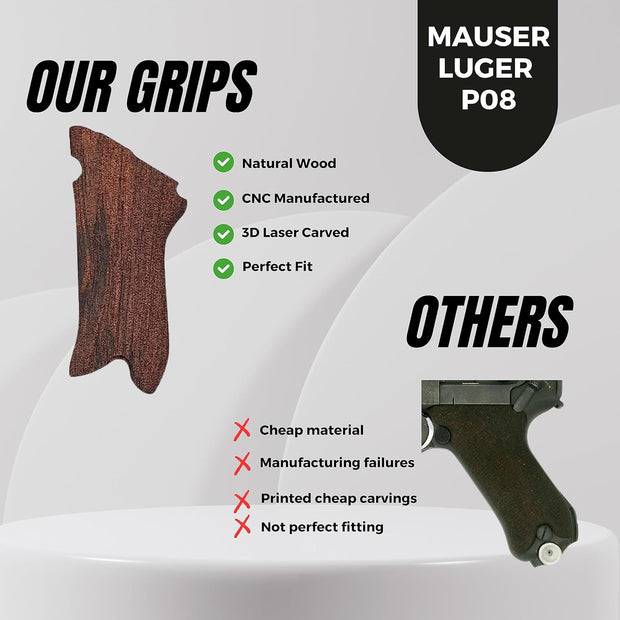 Mauser Luger P08 Gun Grips, Wooden Grips
