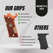 Beretta 92 X Wood Gun Gold Metal Grips
