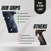 Sig Sauer P226 LDC II and LDC 2 Walnut Wood Grips Snake Laser Engraving