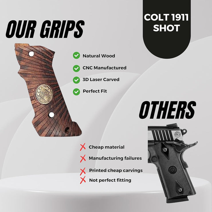 Colt 1911 Professionel Shooting Target Gold Metal Grips