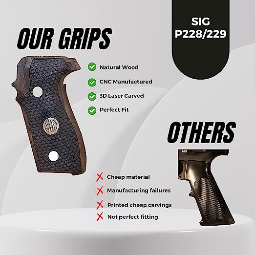 Sig Sauer P228 - P229 and M11-A1 Gold Metal Grips(P229 (DA/SA) (Doesn`t fit P229 Legion SAO))