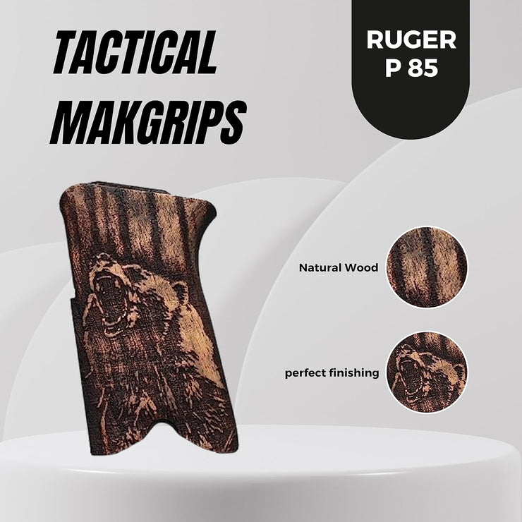 Ruger P85 Gun Wooden Gun  Gold Metal Grips