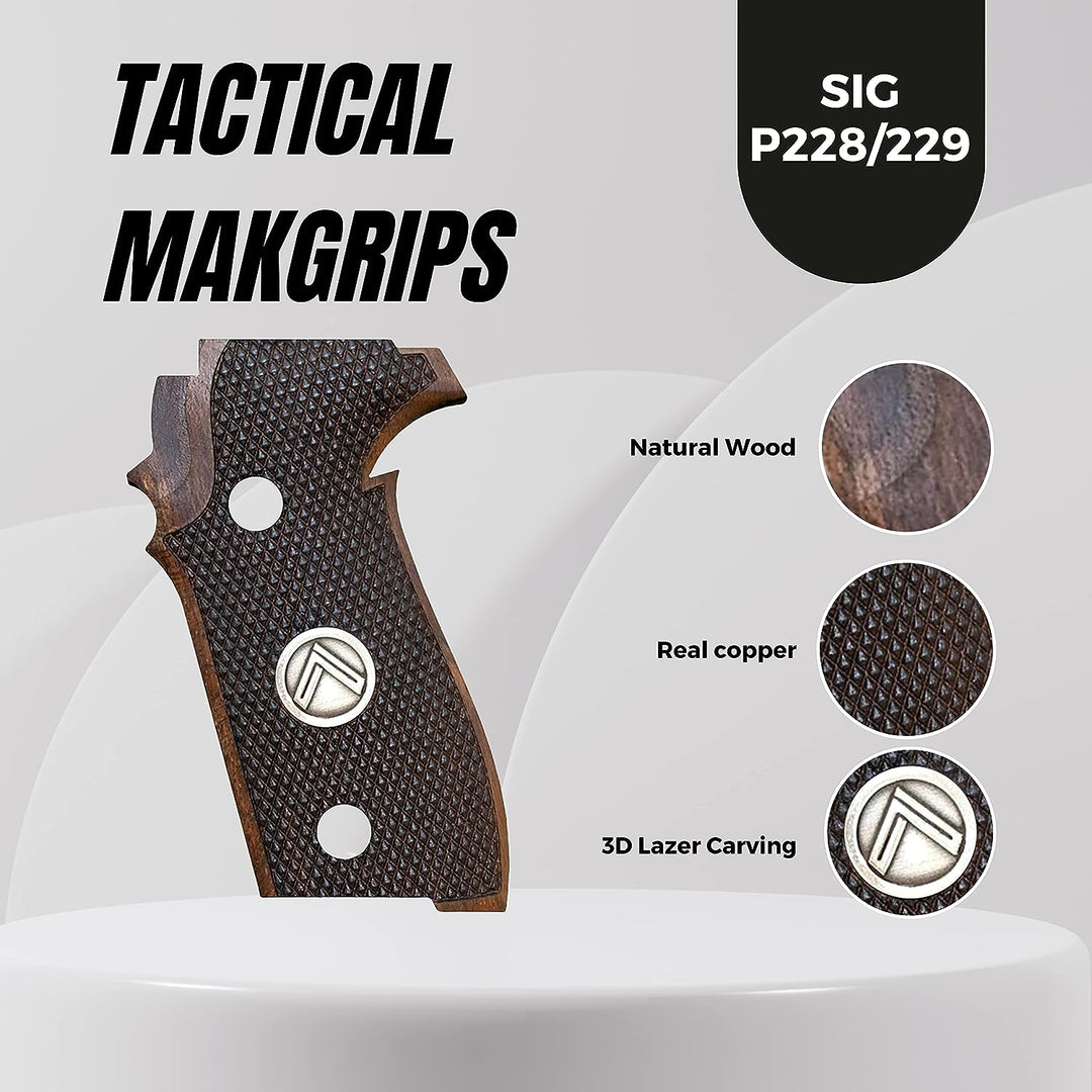 Impugnature Per Pistola SIG P228/P229 – Legno Di Noce Turco Fatte A Mano – Usate