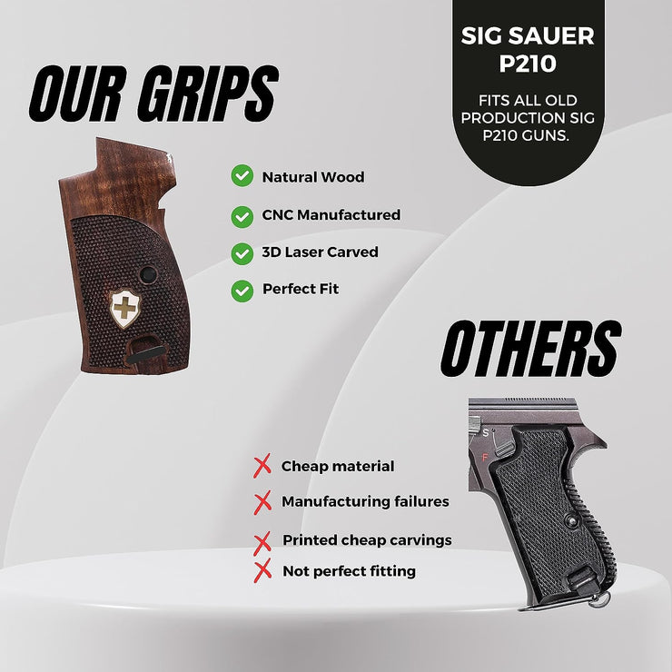 SIG P210 Landyard Wood Gold Metal Grips