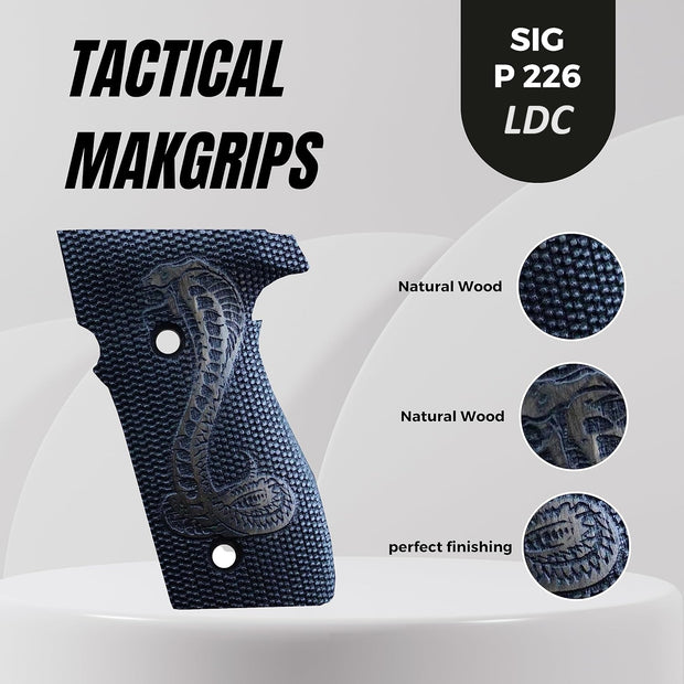 Sig Sauer P226 LDC II and LDC 2 Walnut Wood Grips Snake Laser Gravür