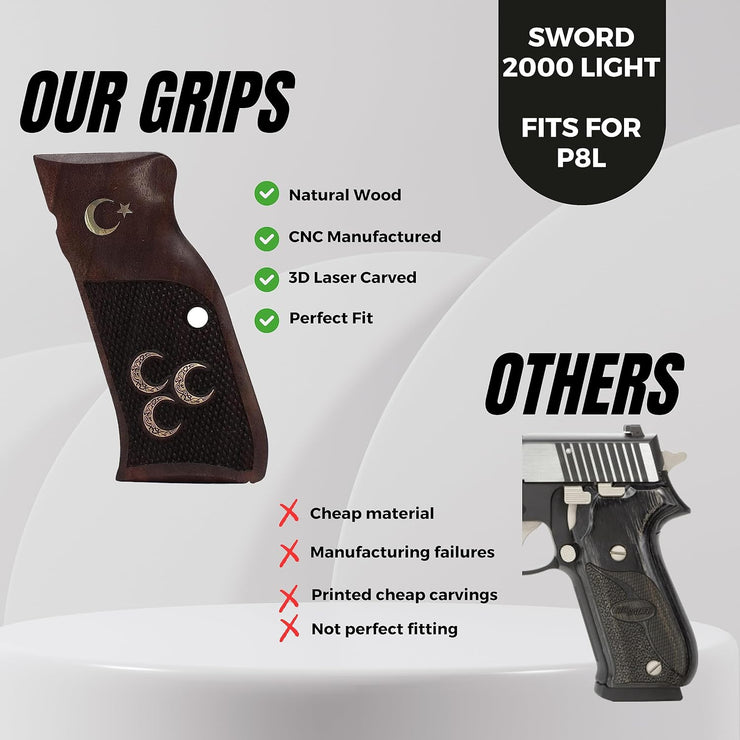 SAR Arms EAA Witness Wooden  Fits for P8L, 2000 Light Gold Metal Grips