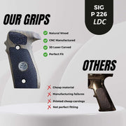 Sig Sauer P226 LDC II and LDC 2 Walnut Wood Grips Gold Metal Logo