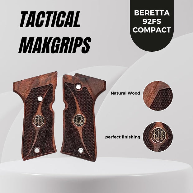 Beretta 92 FS Compact Wooden Gun Gold Metal Grips