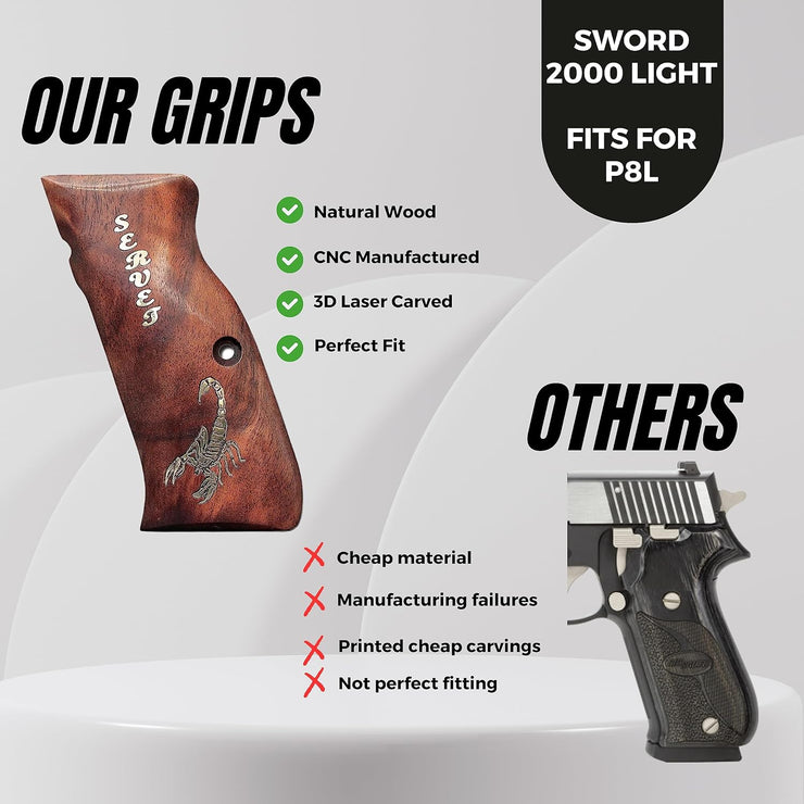 SAR Arms EAA Witness Wooden Grips, Fits for P8L, 2000 Light