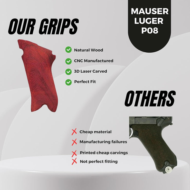 Mauser Luger P08 Gun Grips, Wooden Grips