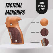 Sig Sauer P226 LDC II and LDC 2 Walnut Wood Grips Silver Metal Logo