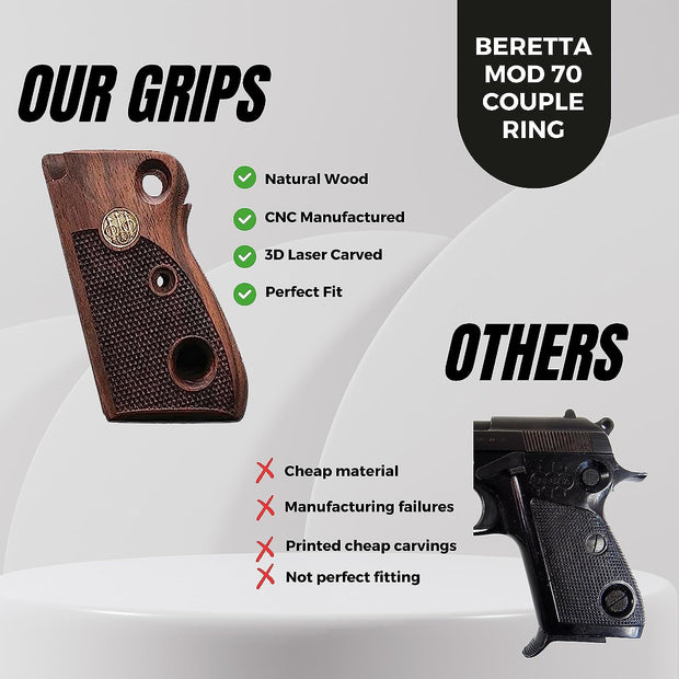 Beretta Mod 70 Double Safety Gold Metal Grips