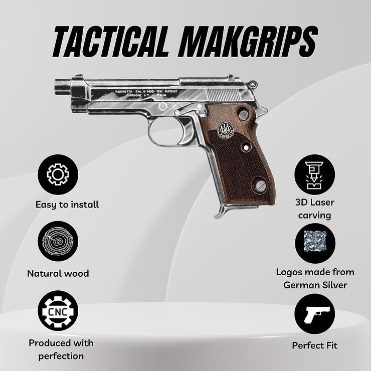 Beretta Mod 951 Wooden Gun Gold metal Grips