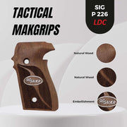 Sig Sauer P226 LDC II and LDC 2 Walnut Wood Grips Gold Metal Logo