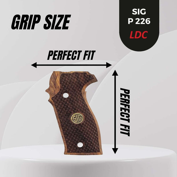 Sig Sauer P226 LDC II and LDC 2 Walnut Wood Grips Gold Metal Logo