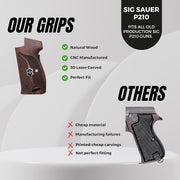 SIG P210 Orthopedic Wood Silver Metal Grips