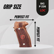Sig Sauer P226 LDC II and LDC 2 Walnut Wood Grips Gold Metal Logo