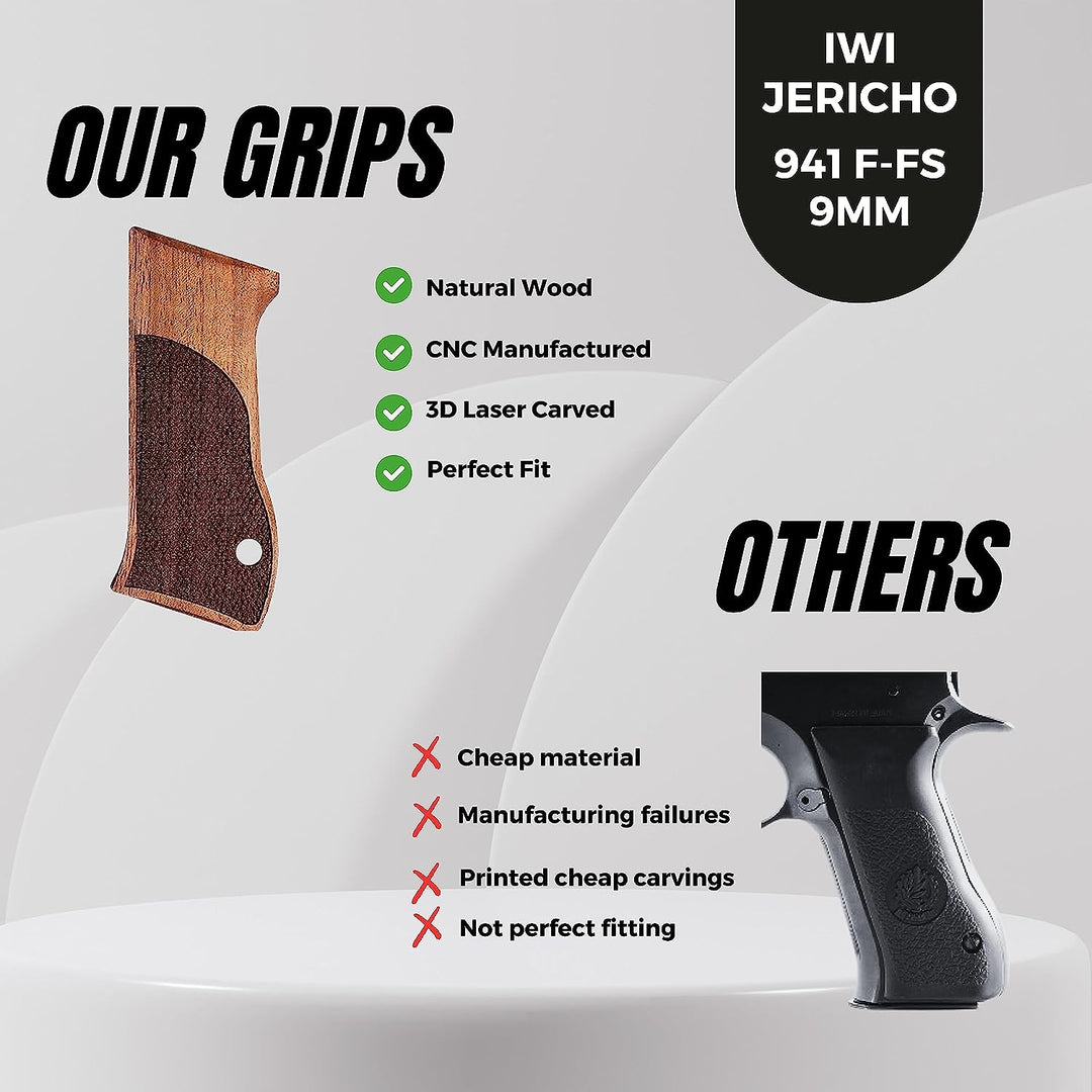 ZIB GRIPS Jericho 941 Impugnature Fatte A Mano Da Impugnature In Legno - Foto 10