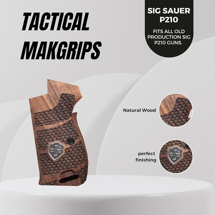 SIG P210 Orthopedic Wood Silver Metal Grips
