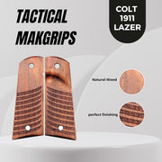 Colt 1911 Wood Grips Walnut Wood Finger Groove Grips