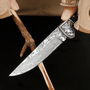 Wraith Damascus Pocket Knife with Honeycomb Resin Handle