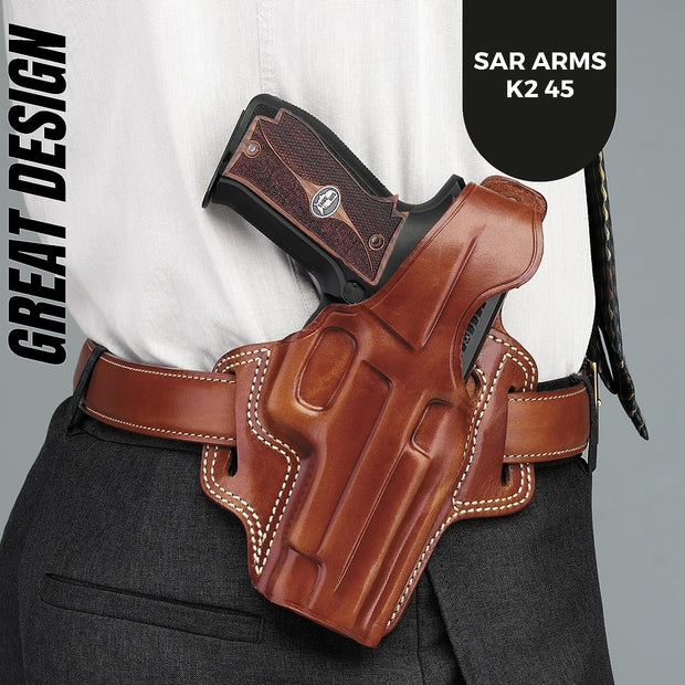 Sar Arms K245 K2 45 Grips, Walnut Wood Silver Metal Grips
