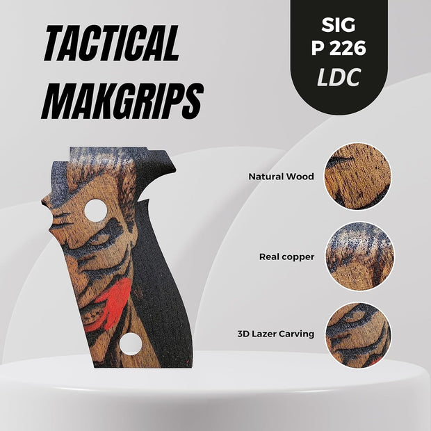 Sig Sauer P226 LDC II and LDC 2 Walnut Wood Grips Joker Laser Engraving