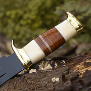 Vindicator Custom Bowie Knife with Bone & Stacked Leather Handle