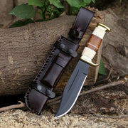 Vindicator Custom Bowie Knife with Bone & Stacked Leather Handle