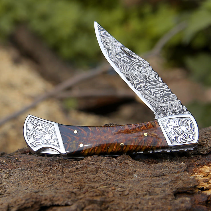 Striker Custom Pocket Knife with Pine Cone Handle