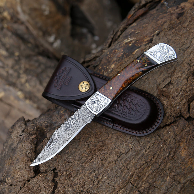 Striker Custom Pocket Knife with Pine Cone Handle